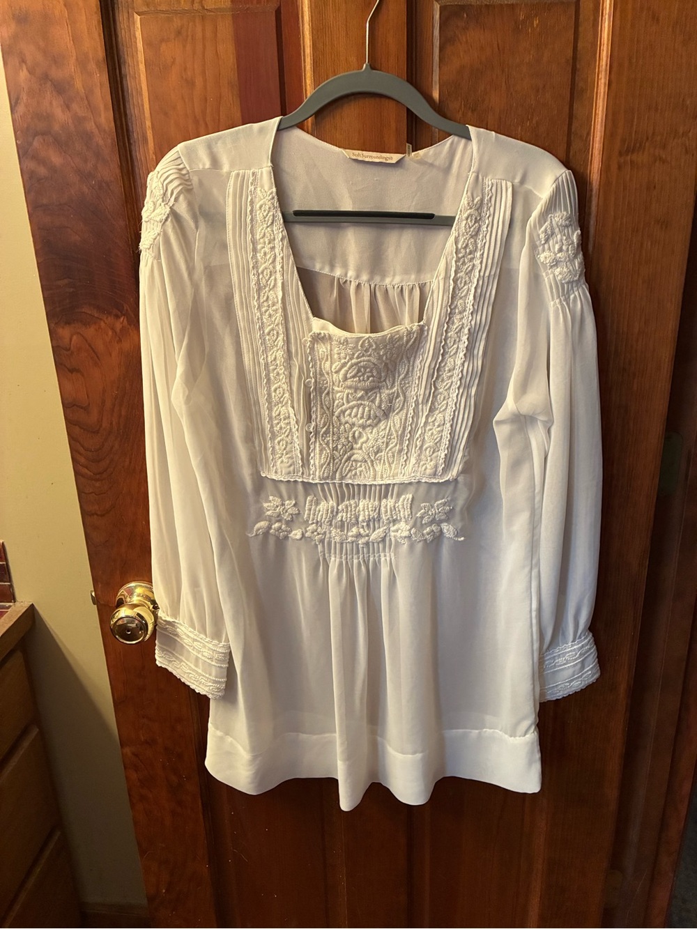Soft Surroundings WHITE embroidered  peasant tunic plus FREE large camisole.